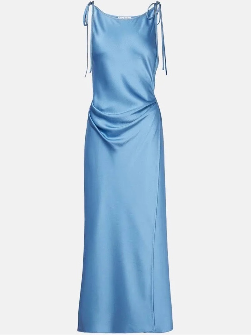 Acne Blue Satin Slip Midi Wrap Dress